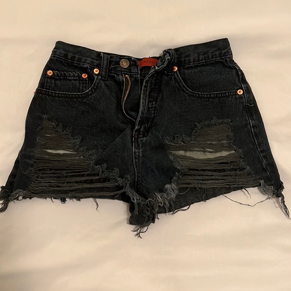 Black Denim Shorts - Picture 1 of 3